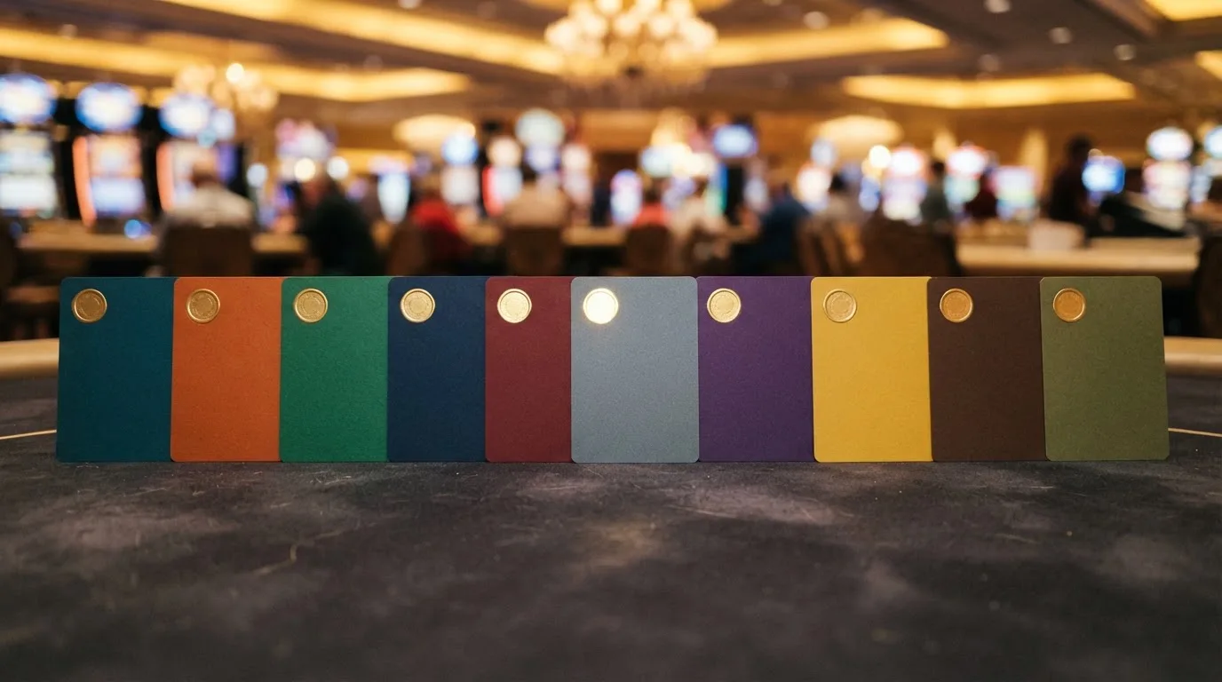 Diez tarjetas alineadas con los logotipos de los casinos analizados, cada una con una insignia de la DGOJ visible en la esquina