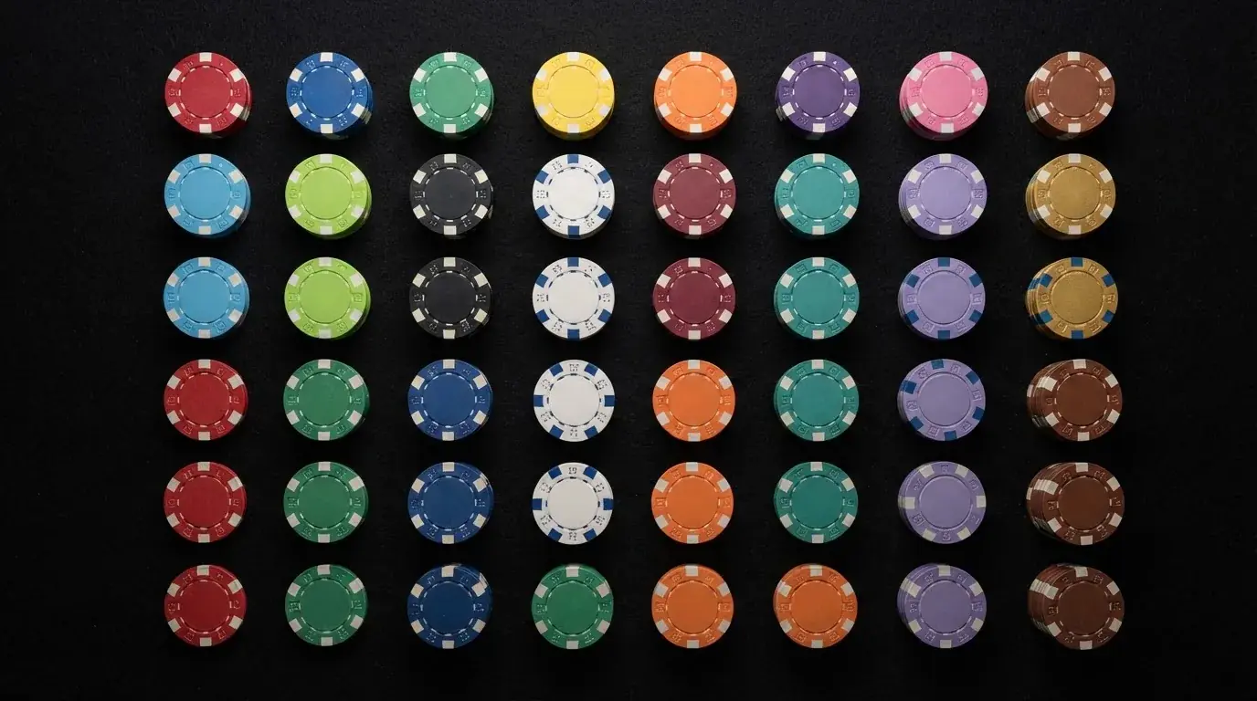 Una cuadrícula con fichas de distintos colores representando a cada operador, ordenadas por el valor real de su oferta sin depósito