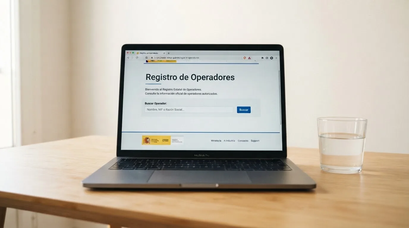 La página de consulta del registro de operadores de la DGOJ en ordenacionjuego.es abierta en un navegador, con el dominio .es visible en la barra de direcciones