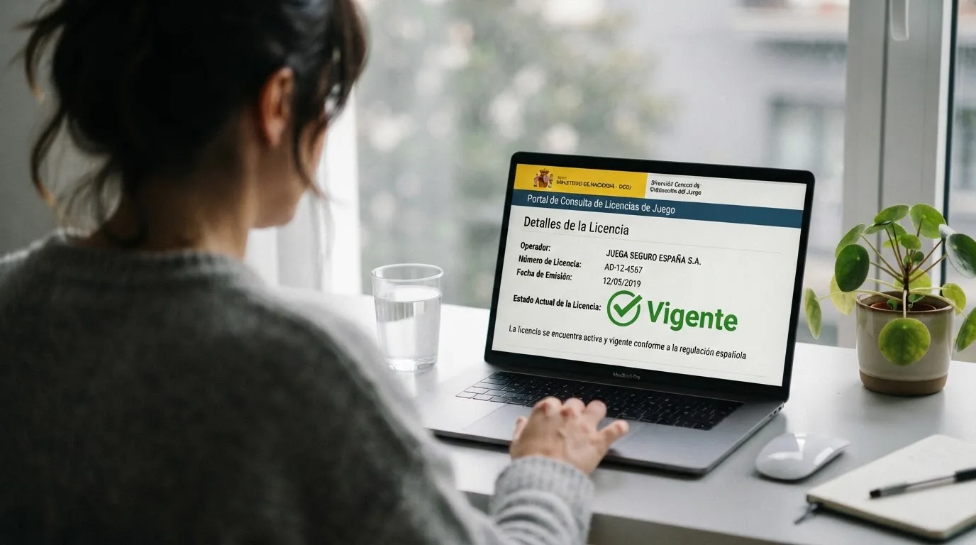 Captura del buscador público de operadores de la DGOJ con el detalle de una licencia en vigor