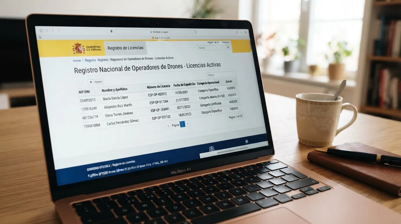 Pantalla de ordenador mostrando el sitio web oficial de la DGOJ con el registro de licencias de juego